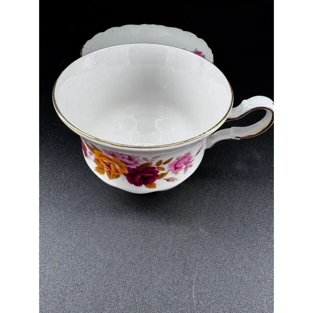3 Vintage English Bone China Teacup Saucer Sets Royal Vale Colclough Queen Anne